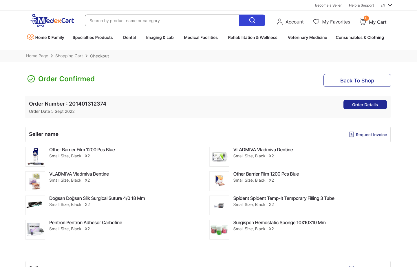 MedexCart interface